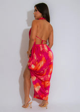 Load image into Gallery viewer, Sexy high slit printed satin dress