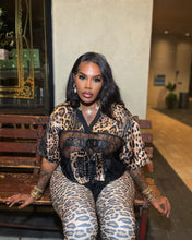 Load image into Gallery viewer, Printed loose casual street perspective sexy lace patchwork T-shirt short-sleeved top