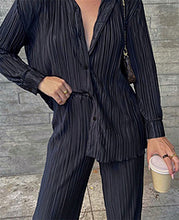 Load image into Gallery viewer, solid color drape pleated two-piece set AY3584