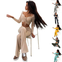 Load image into Gallery viewer, Fashion Square Neck T-Shirt Pants Set