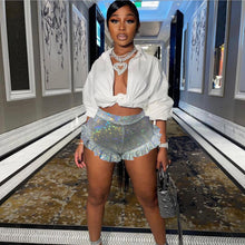 Load image into Gallery viewer, Pleated ruffled Laser Glass Floral Mini shorts AY1928