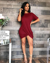 Load image into Gallery viewer, New round neck irregular Pleated Dress AY1866