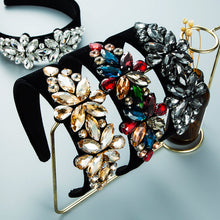 Load image into Gallery viewer, Flannel inlaid gemstone wide brim headband(AE4058)