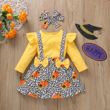 Load image into Gallery viewer, Halloween Pumpkin Bow Girl Set(AY1402)