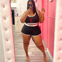 Load image into Gallery viewer, Plus size letter printing two-piece suit