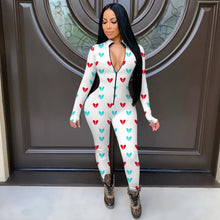 Load image into Gallery viewer, long sleeve Heart Print Jumpsuit