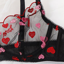 Load image into Gallery viewer, Sexy mesh heart-shaped underwear two-piece suit(AY1608)