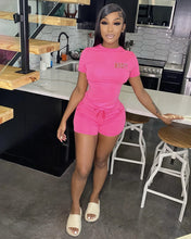 Load image into Gallery viewer, Fashion Solid Color Letter Print Short Suit(AY1758)