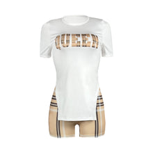 Load image into Gallery viewer, Casual Letter Print Short Sleeve Top Shorts Set(AY1828)