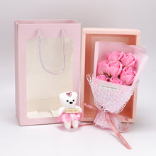 Load image into Gallery viewer, Valentine's Day 7 soap flower rose bouquet bear gift box(AE4086)
