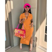 Load image into Gallery viewer, Sexy solid color pit strip long dress(AY1819)