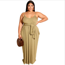 Load image into Gallery viewer, Plus size solid color suspender dress AY1198