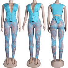 Load image into Gallery viewer, Hot sale sexy wrap chest print trousers set(AY1857)