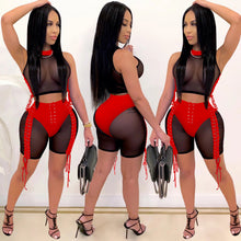 Load image into Gallery viewer, See through webbing straps mesh two-piece set AY2034