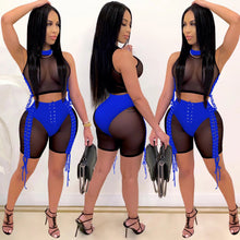 Load image into Gallery viewer, See through webbing straps mesh two-piece set AY2034