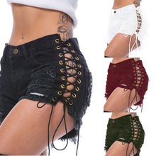 Load image into Gallery viewer, Ripped side eyelet denim shorts AY1135
