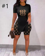 Load image into Gallery viewer, Casual Letter Print Short Sleeve Top Shorts Set(AY1828)
