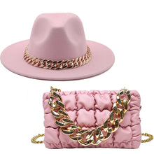 Load image into Gallery viewer, Fashion chain jazz hat chain bag two piece set(4099)