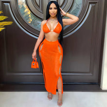 Load image into Gallery viewer, Sexy knitted cutout swimwear beach blouse two piece set(AY1954)