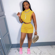 Load image into Gallery viewer, Fashion turtleneck sleeveless two piece suit(AY1761)