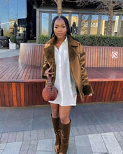 Load image into Gallery viewer, Trendy lapel plush PU jacket(AY1443)