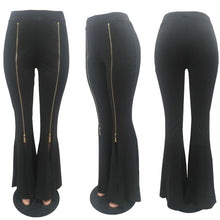 Load image into Gallery viewer, High-waisted flared zipper wide-leg pants(AY1515)