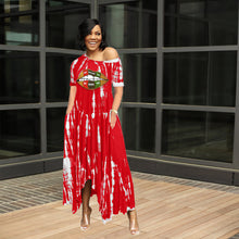 Load image into Gallery viewer, Slit half-length tie-dye wide-neck dress AY1131