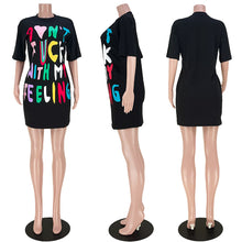 Load image into Gallery viewer, Fashion multicolor contrast letter T-shirt dress AY1909