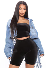 Load image into Gallery viewer, Back mesh fringed denim jacket women(AY1245)