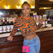 Load image into Gallery viewer, Fashion Print Slim Fit Long Sleeve Short T-Shirt(AY1663)