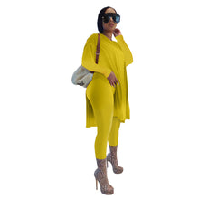 Load image into Gallery viewer, Solid color mid-length slit long-sleeved trousers suit(AY1297)