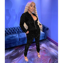 Load image into Gallery viewer, Sexy sequined velvet stitching suit(AY1546)