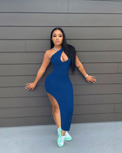 Load image into Gallery viewer, New slanted shoulder slit dress AY1108