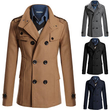 Load image into Gallery viewer, Hot selling men's stand-collar woolen coat jacket