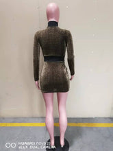 Load image into Gallery viewer, Sexy Plaid Gold Jacquard Slim Dress(AY1633)