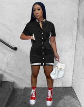 Load image into Gallery viewer, Women's short sleeve button baseball dress AY1922