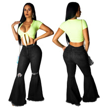 Load image into Gallery viewer, fashion all-match wide-leg denim flared pants(AY1300)