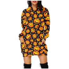 Load image into Gallery viewer, Halloween hooded long sleeve dress(AY1401)