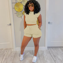 Load image into Gallery viewer, Drawstring shorts casual vest two piece set( AY1969)