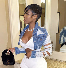 Load image into Gallery viewer, Personality ripped denim short jacket(AY1444)