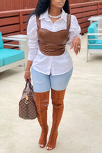 Load image into Gallery viewer, PU sleeveless sling zipper vest(AY1623)