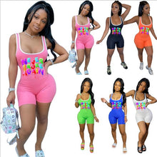 Load image into Gallery viewer, Summer letter print racer jumpsuit AY1013