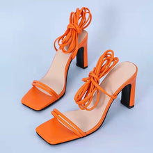 Load image into Gallery viewer, Fluorescent color strappy chunky heels(HPSD181)