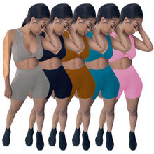 Load image into Gallery viewer, Fashion solid color vest two piece set(AY1851)