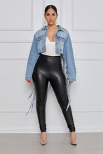 Load image into Gallery viewer, Back mesh fringed denim jacket women(AY1245)