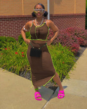 Load image into Gallery viewer, Fashion Letter Contrast Color Sling Pack Hip Skirt Two Piece Set(AY1767)