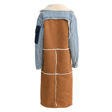 Load image into Gallery viewer, Plus cashmere denim stitching long coat(AY1490)