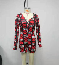 Load image into Gallery viewer, Lip print short sleeve V-neck jumpsuit(AY1641)