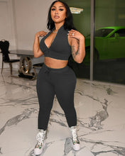 Load image into Gallery viewer, Baseball suit collar zipper vest two-piece set AY1898