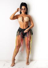 Load image into Gallery viewer, Colorful webbing fringed denim shorts AY1011